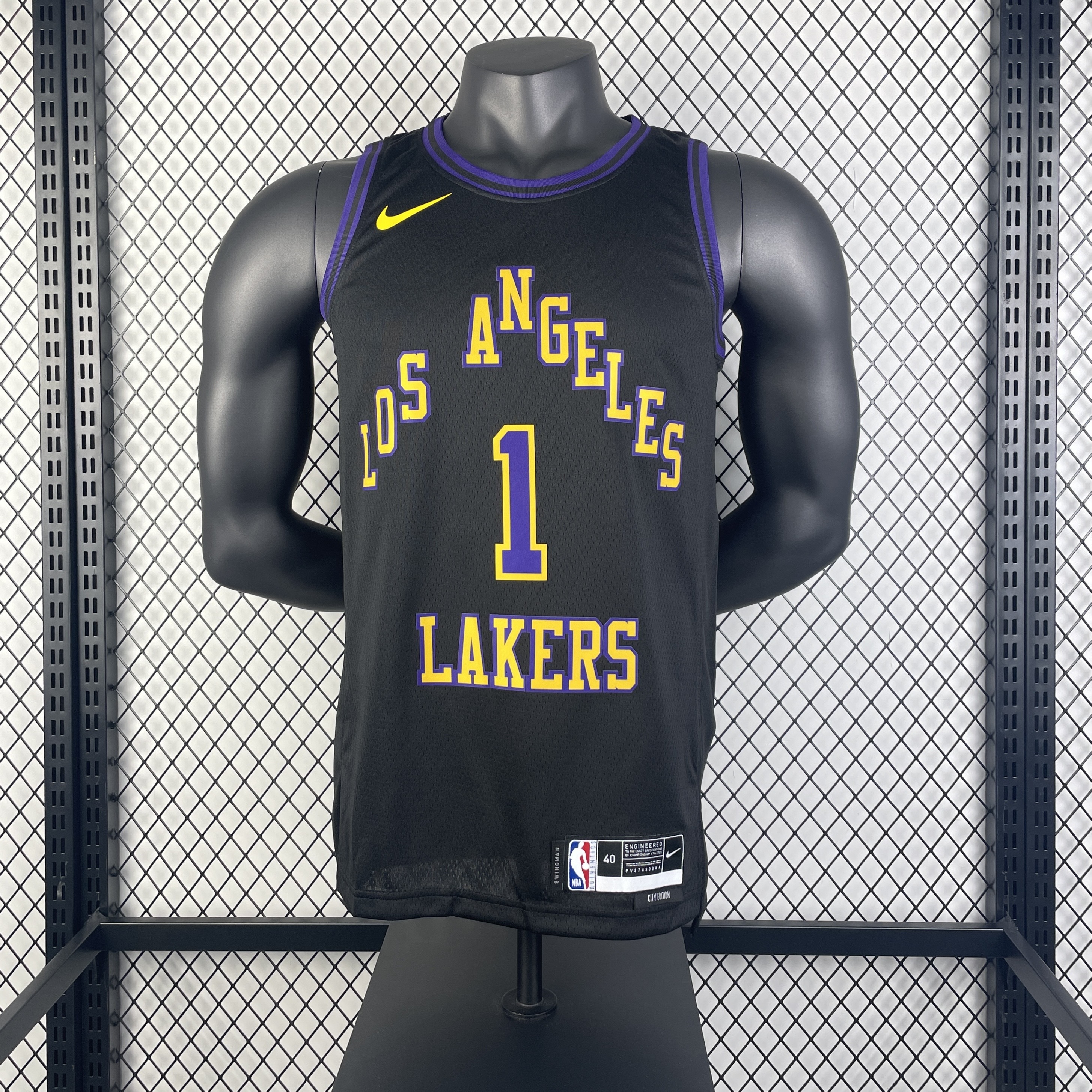 Men Los Angeles Lakers 1 Russell black 2025 NBA jersey